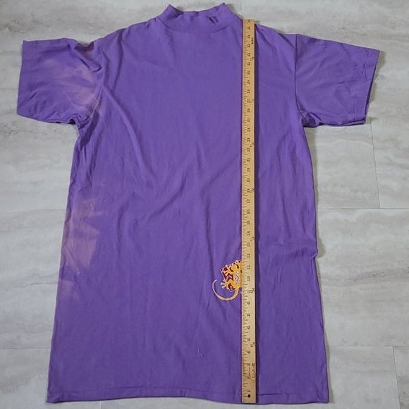 Vintage Lizard Graphic KK10 Purple Turtle Neck Faded T-Shirt One Size Fits All - Picture 9 of 12